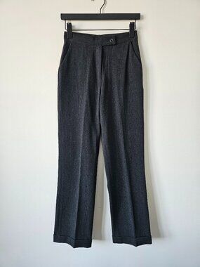 EPIC New York Dark Grey Polyester Wool Blend Straight Leg Cuffed Pants 2